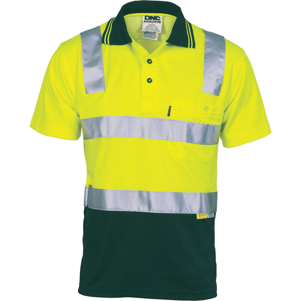 DNCCotton Back Hivis Two Tone Polo Shirt With Csr R/ Tape - Short Sleeve (3817)