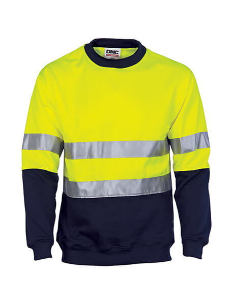 DNC HiVis Two Tone Fleecy Sweat Shirt (Sloppy Joe) with CSR R/Tape Crew-Neck (3824)