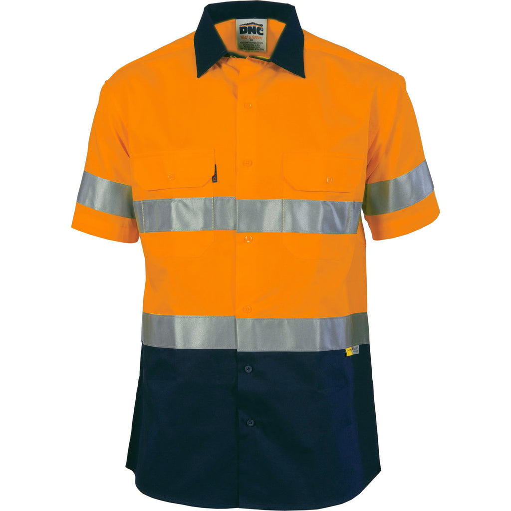 DNC HiVis Two Tone Drill Shirt with 3M 8906 R/Tape - short sleeve (3833)