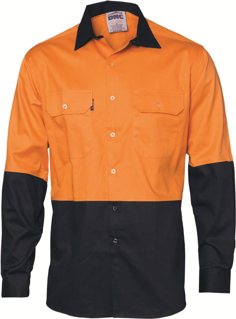 DNC HiVis Two Tone Cool-Breeze Cotton Shirt, Long Sleeve (3840)