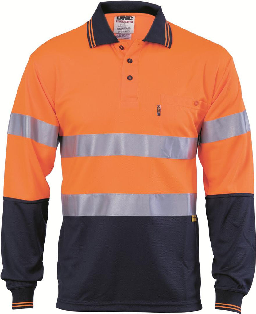 DNC Hivis D/N Cool-breathe Polo Shirt With 3M 8906 R/Tape - Long Sleeve  (3913)