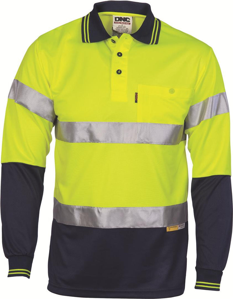 DNC Hivis D/N Cool-breathe Polo Shirt With 3M 8906 R/Tape - Long Sleeve  (3913)