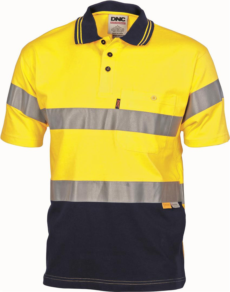 DNC Hivis Cool-Breeze Cotton Jersey Polo With CSR R/Tape - S/S (3915)