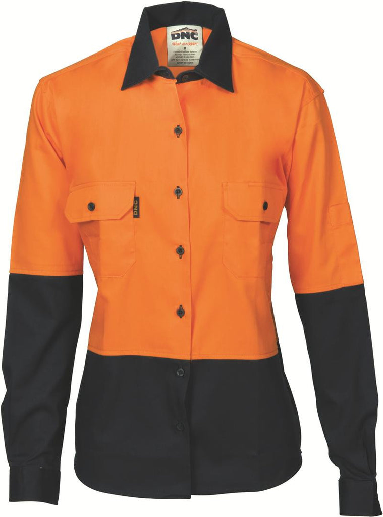 DNC Ladies HiVis Two Tone Cool-Breeze Cotton Shirt, L/S (3940)