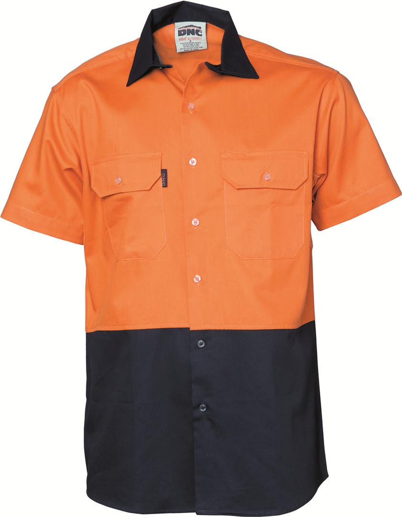 DNC HiVis 2 Tone Cotton Drill S/S Vented Shirt (3980)