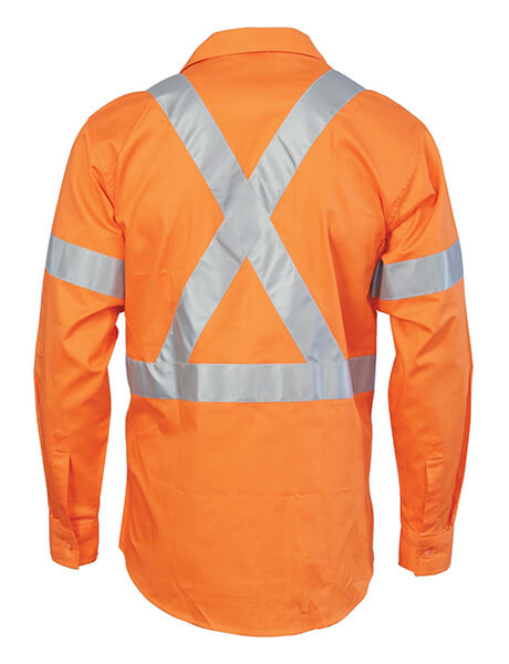 DNC HiVis D/N Cotton Shirt with Cross Back Generic R/Tape-long sleeve (3989)