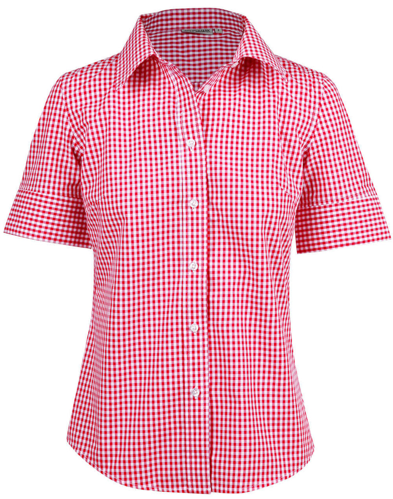 Winning Spirit Ladies’ Gingham Check Short Sleeve Shirt (M8300S)