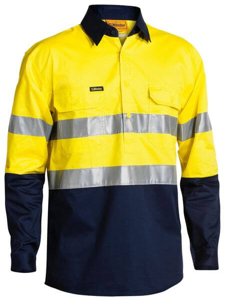 Bisley Taped Hi Vis Closed Front Cool Lightweight Shirt - Long Sleeve (BSC6896)