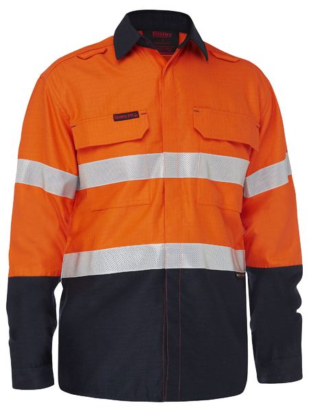 Bisley Apex 185 Taped Hi Vis FR Ripstop Vented Shirt (BS8438T)