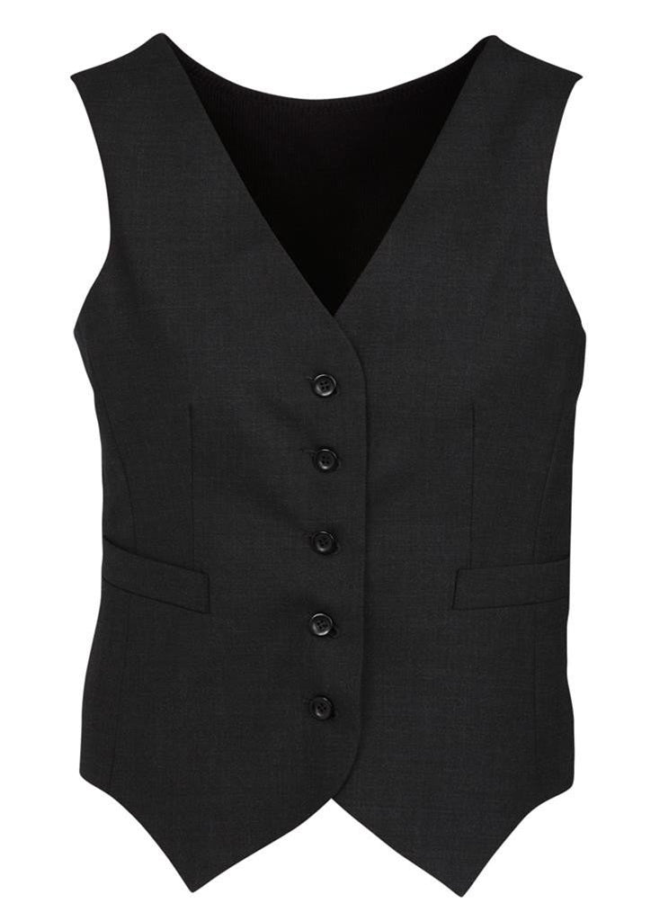 Biz Corporates Womens Comfort Wool Stretch Peaked Vest with Knitted Back (54011)