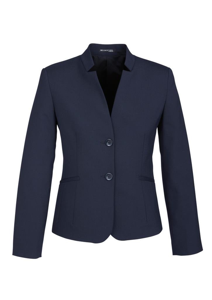 Biz Corporates Womens Comfort Wool Stretch Short Jacket with Reverse Lapel 64013