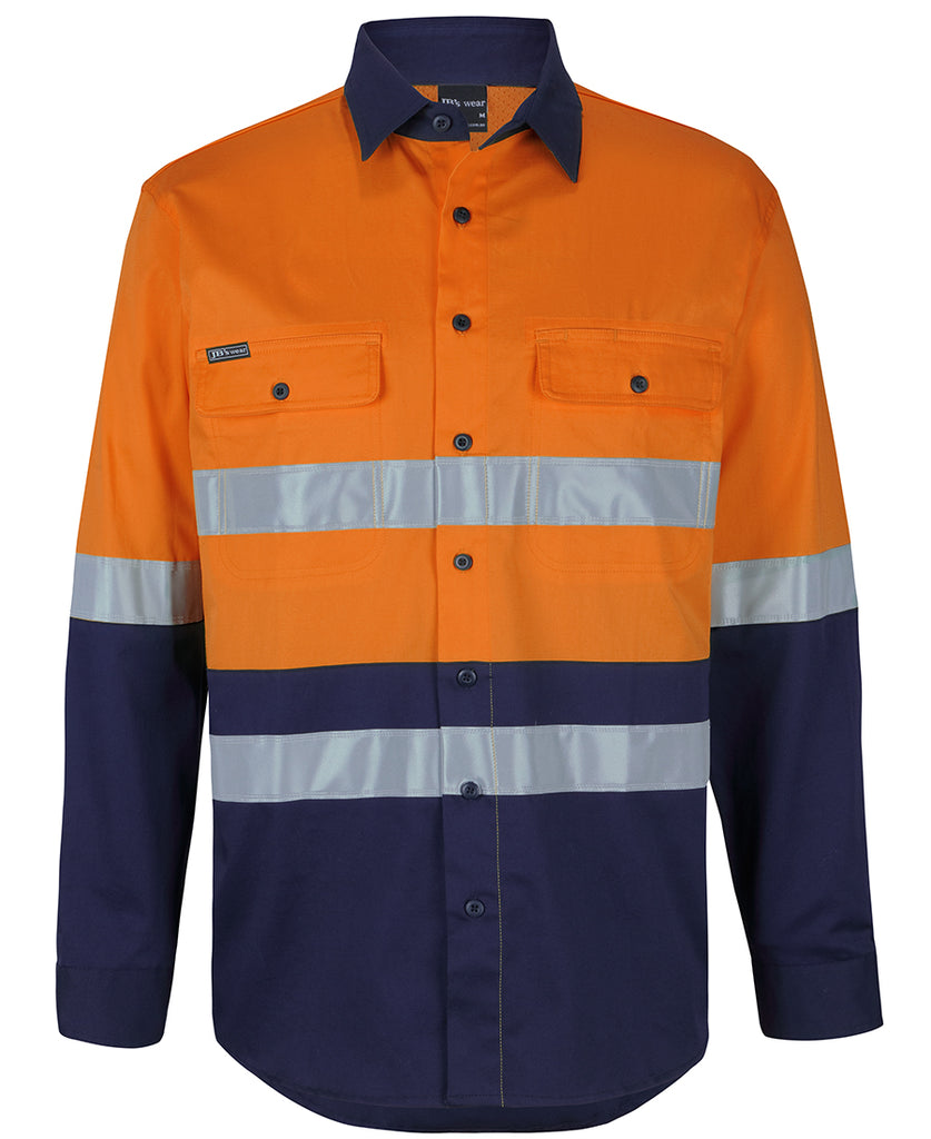 Jb's Hi Vis (D+N) L/S Stretch Work Shirt With Tape