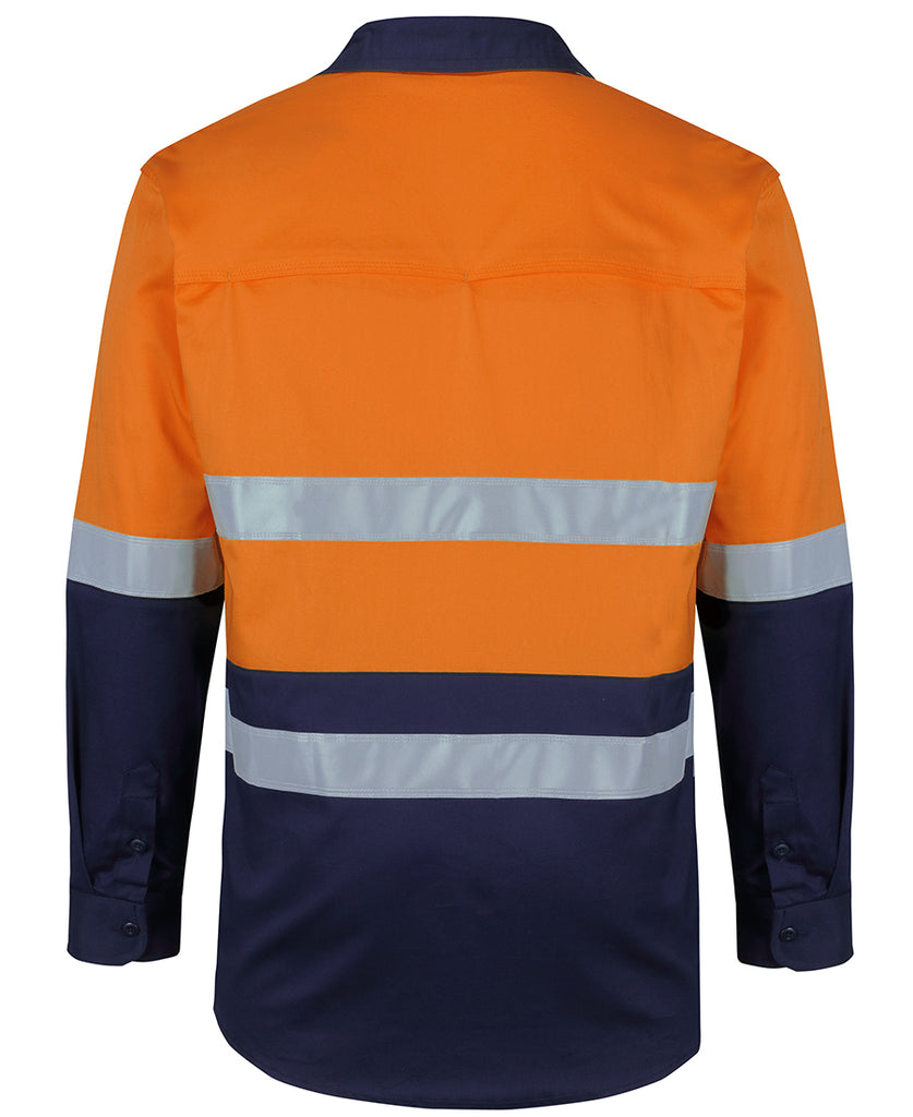 Jb's  Hi Vis (D+N) L/S Stretch Work Shirt With Tape