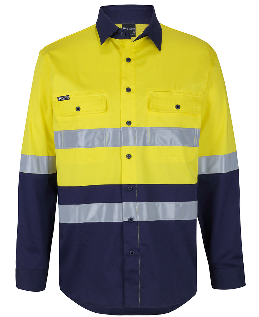 Jb's Hi Vis (D+N) L/S Stretch Work Shirt With Tape