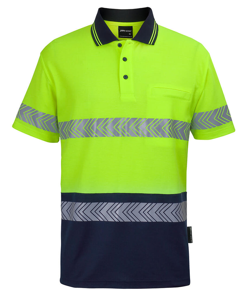 JB's Hi Vis (D+N) Cotton Back S/S Segmented Tape Polo (6HMSS)