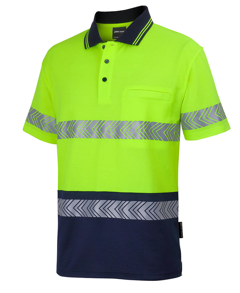 JB's Hi Vis (D+N) Cotton Back S/S Segmented Tape Polo (6HMSS)