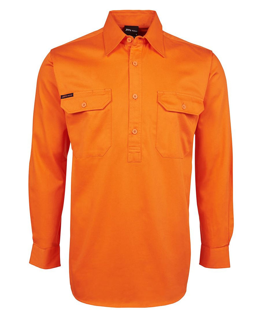 JB's Hi Vis L/S 190g Close Front Shirt (6HVCF)