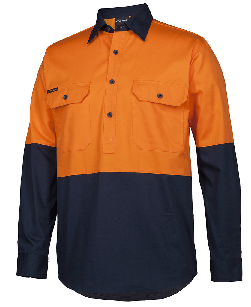 JB'S Hi Vis Close Front L/S 150G Work Shirt (6HVCS)