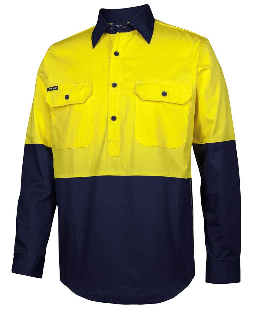 JB'S Hi Vis Close Front L/S 150G Work Shirt (6HVCS)