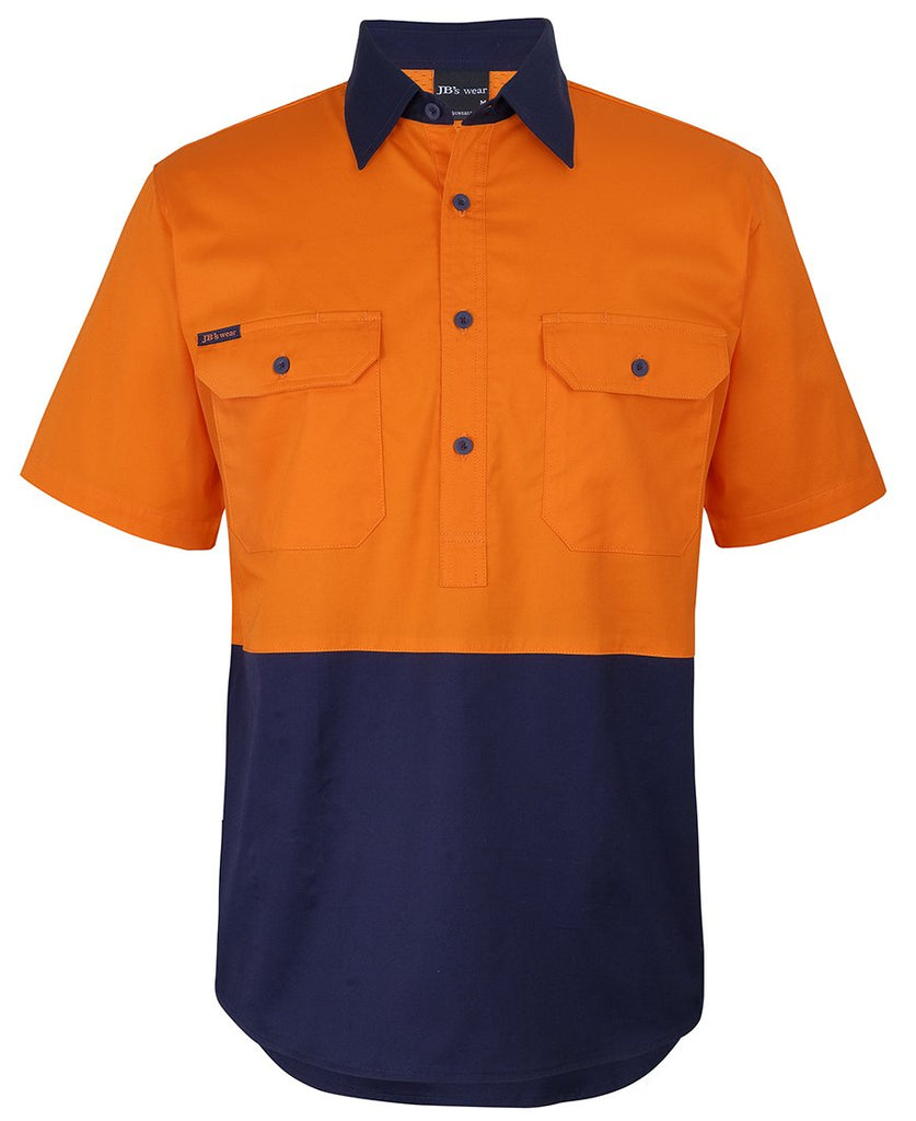 JB'S Hi Vis Close Front S/S 150G Work Shirt (6HVCW)