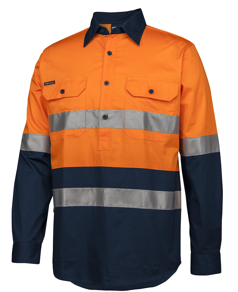 JB'S Hi Vis (D+N) Close Front L/S 150G Work Shirt (6HWCS)