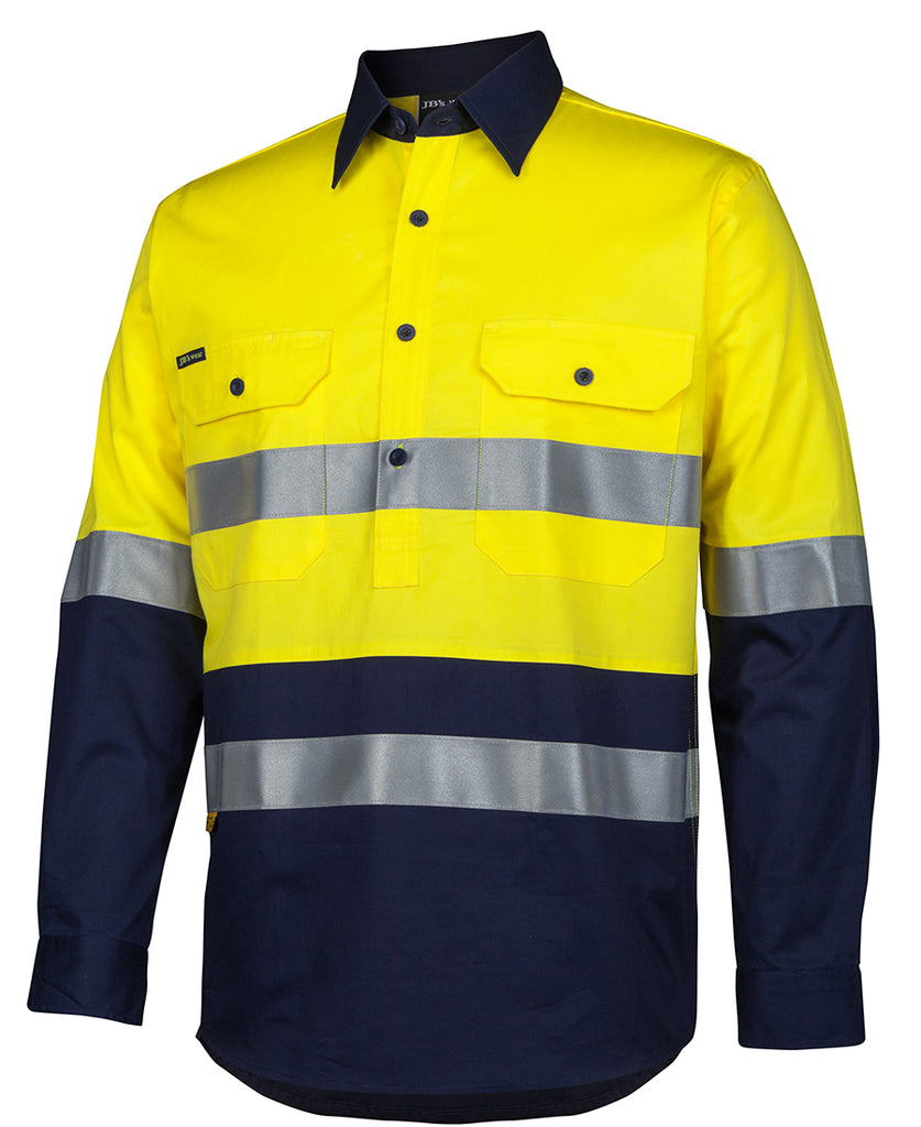 JB'S Hi Vis (D+N) Close Front L/S 150G Work Shirt (6HWCS)