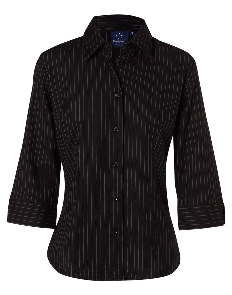 Winning Spirit Women's Pin Stripe 3/4 Sleeve Shirt (BS18)