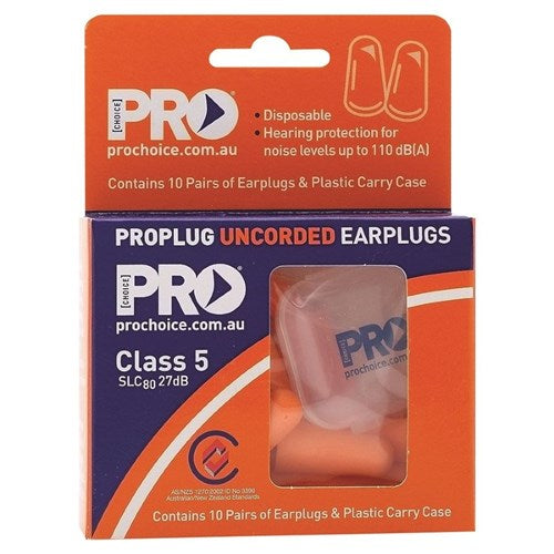 Pro Choice Probullet Disposable Uncorded Earplugs 10 Pack Uncorded (EPOU-10) (10 PAIRS PER PACK)