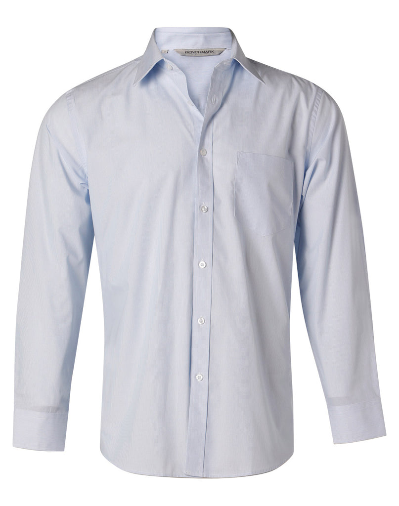 Winning Spirit Men's Fine Stripe Long Sleeve Shirt (M7212)