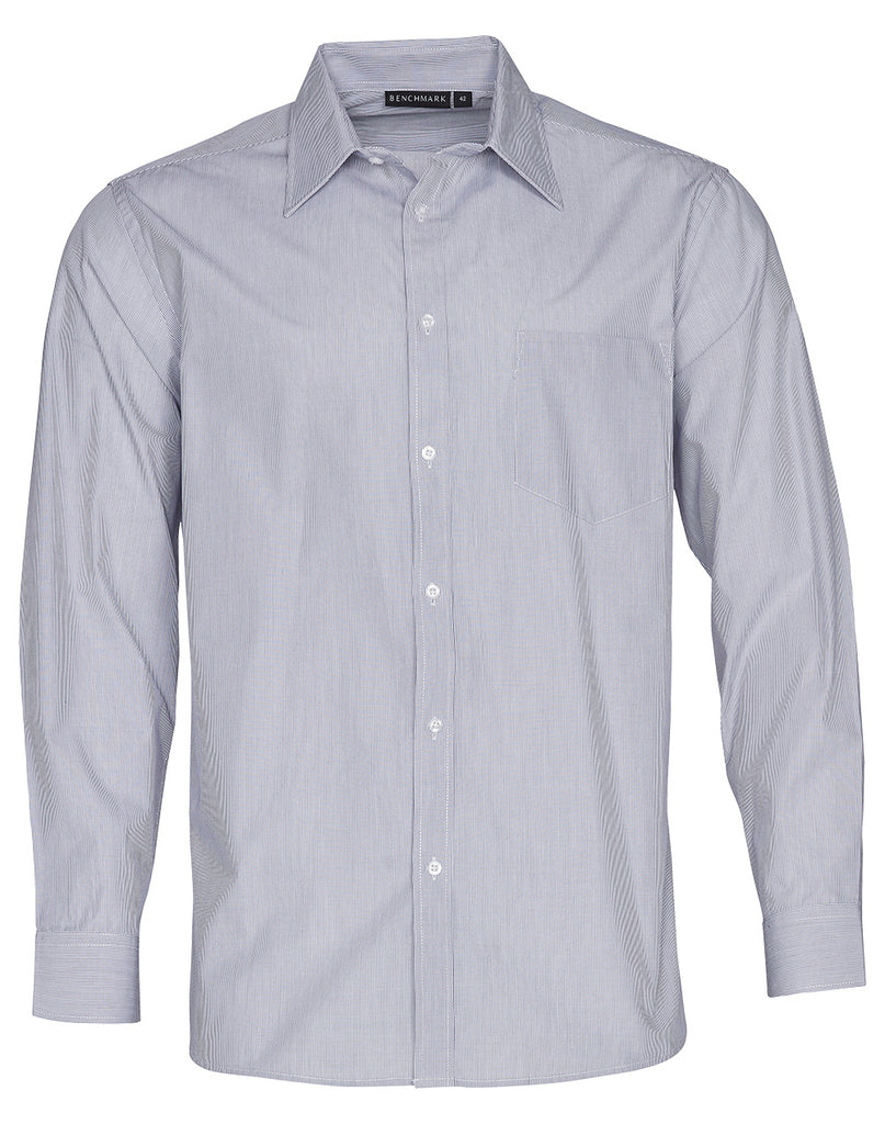 Winning Spirit Men's Fine Stripe Long Sleeve Shirt (M7212)