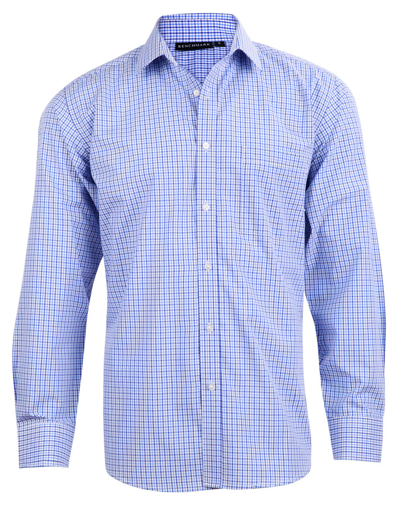 Winning Spirit Men’s Two Tone Gingham Long Sleeve Shirt (M7320L)