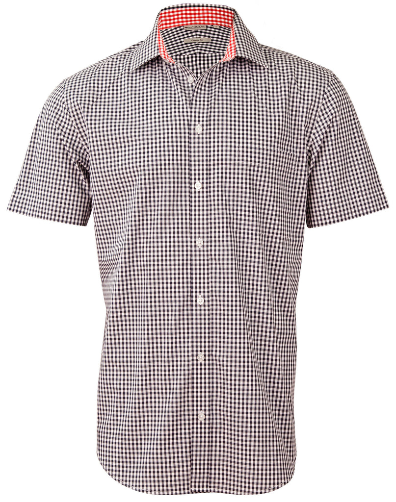 Winning Spirit  Men’s Gingham Check Short Sleeve Shirt (M7330S)