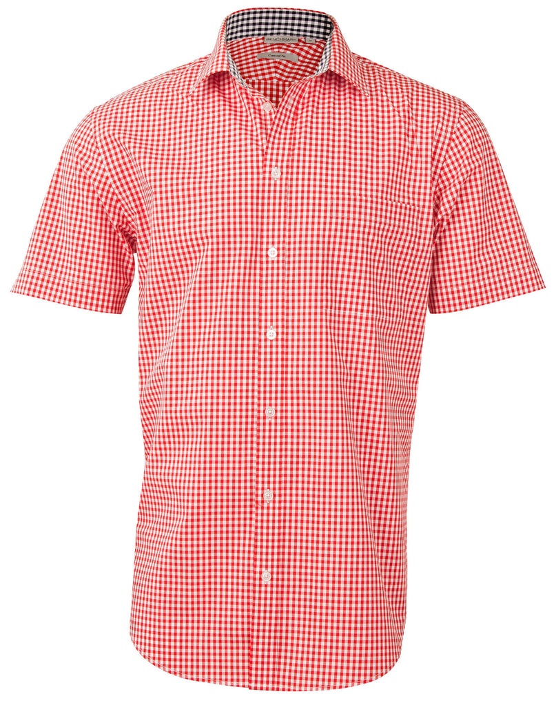Winning Spirit  Men’s Gingham Check Short Sleeve Shirt (M7330S)