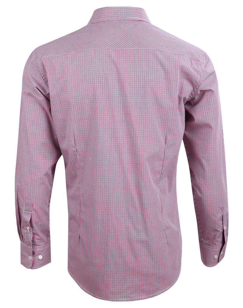 Winning spirit Men’s Two Tone Mini Gingham Long Sleeve Shirt(M7340L)