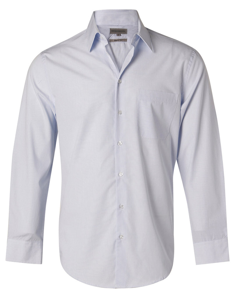 Winning Spirit Men's Mini Check Long Sleeve Shirt (M7360L)