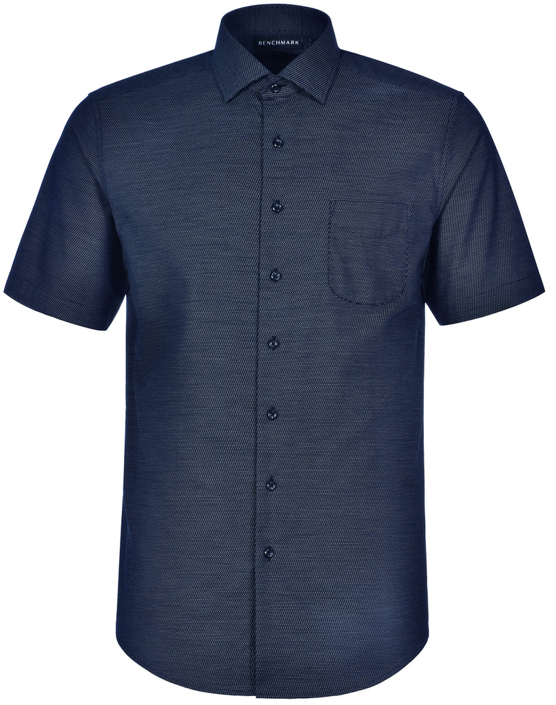 Winning Spirit Ascot Mens Short Sleeve Dot Jacquard Stretch Shirt (M7400S)