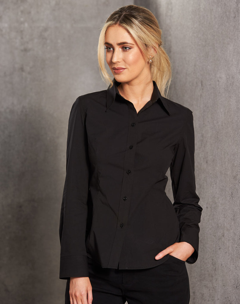 Winning Spirit  Women's Cotton/Poly Stretch Long Sleeve Shirt (M8020L)