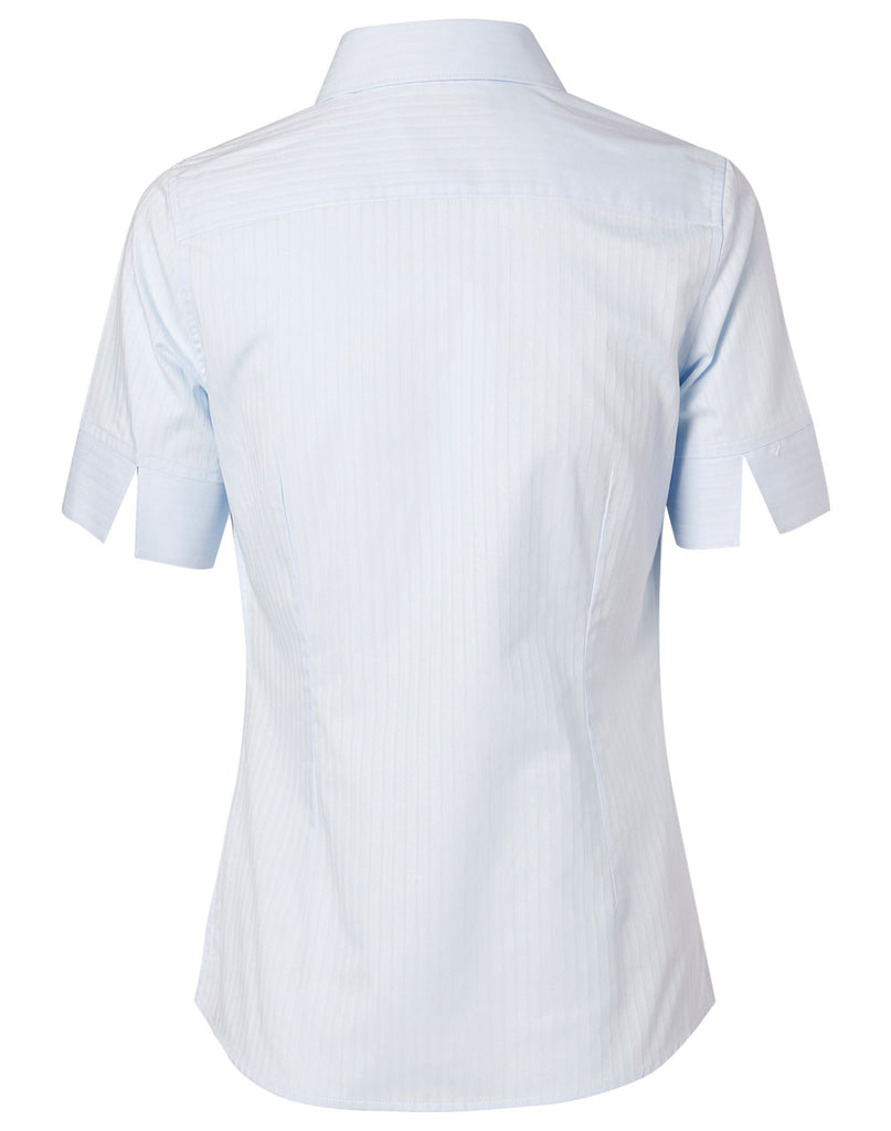 Winning Spirit Women's Self Stripe Short Sleeve Shirt (M8100S)