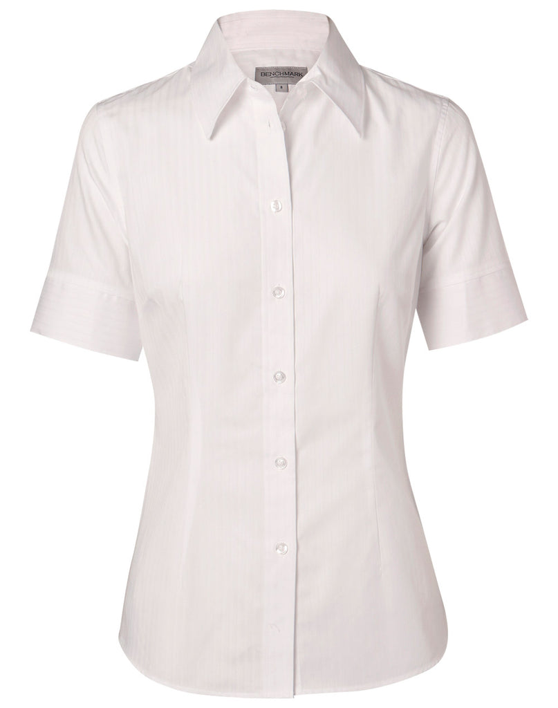 Winning Spirit Women's Self Stripe Short Sleeve Shirt (M8100S)