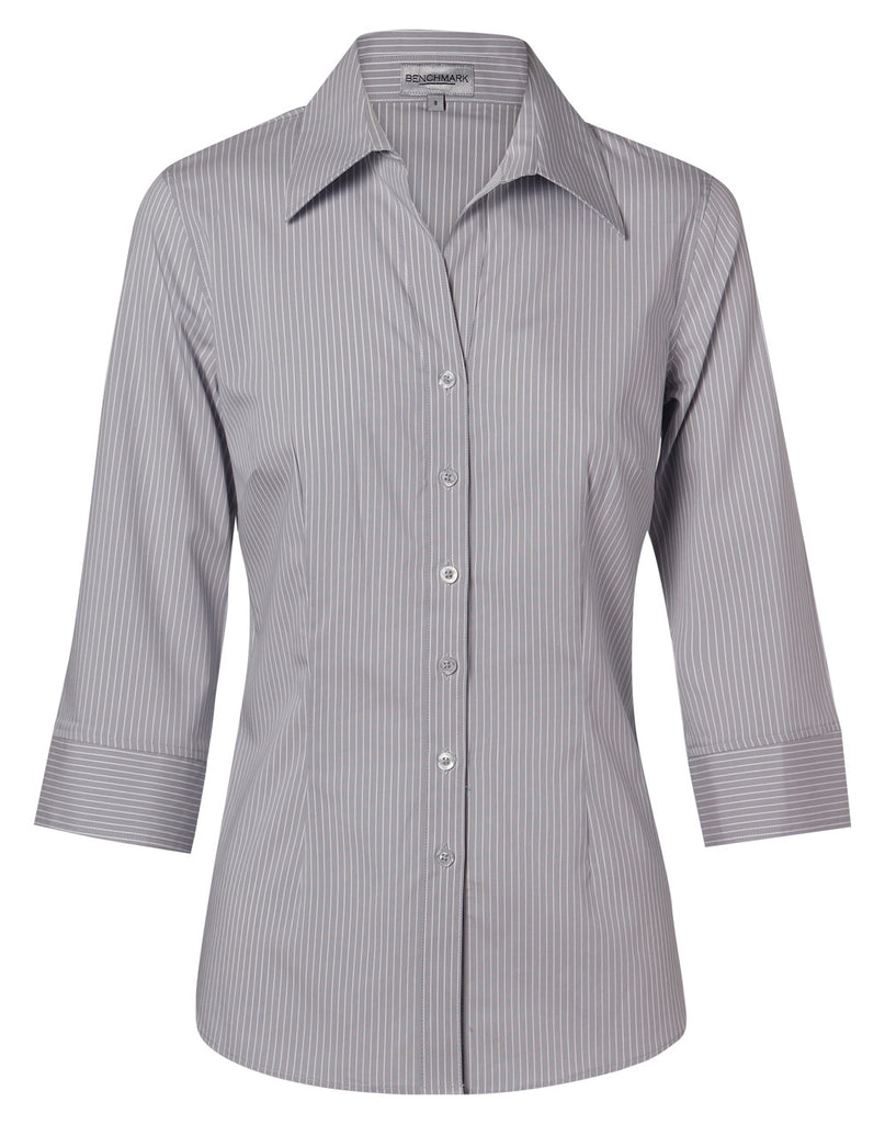 Winning Spirit Women's Ticking Stripe 3/4 Sleeve Shirt (M8200Q)