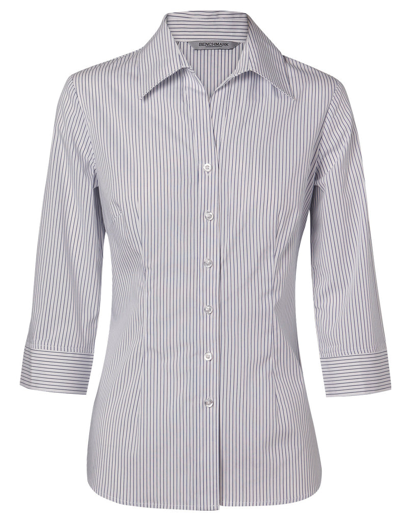 Winning Spirit Women's Ticking Stripe 3/4 Sleeve Shirt (M8200Q)