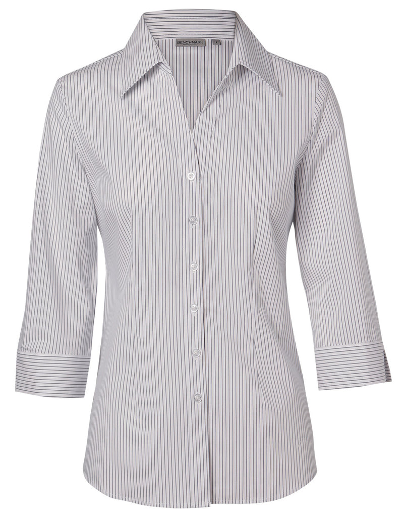 Winning Spirit Women's Ticking Stripe 3/4 Sleeve Shirt (M8200Q)