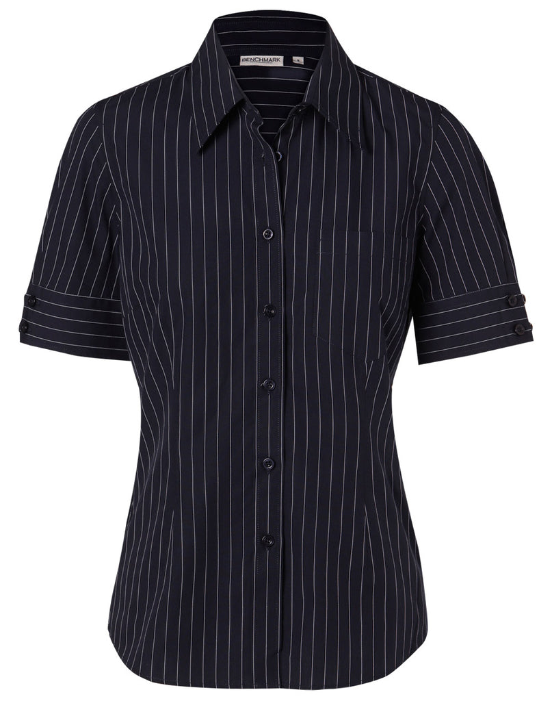 Winning Spirit Women's Pin Stripe Short Sleeve Shirt (M8224)