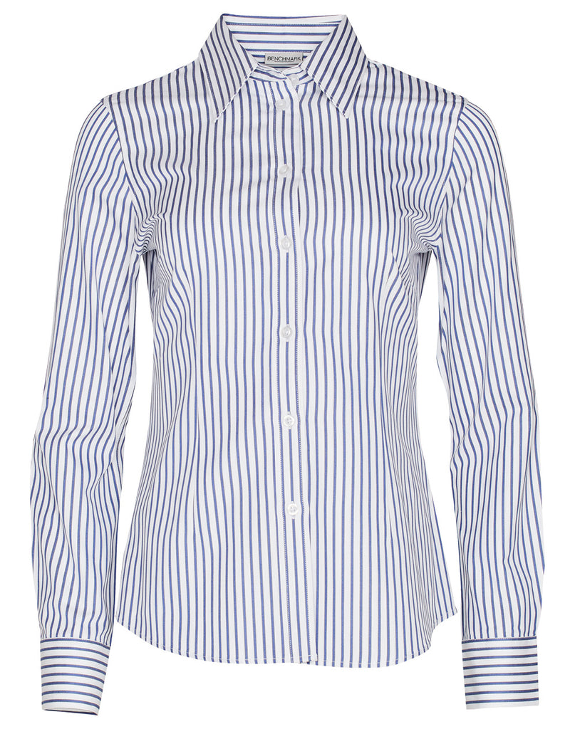 Winning Spirit Ladies' Sateen Stripe Long Sleeve Shirt (M8310L)