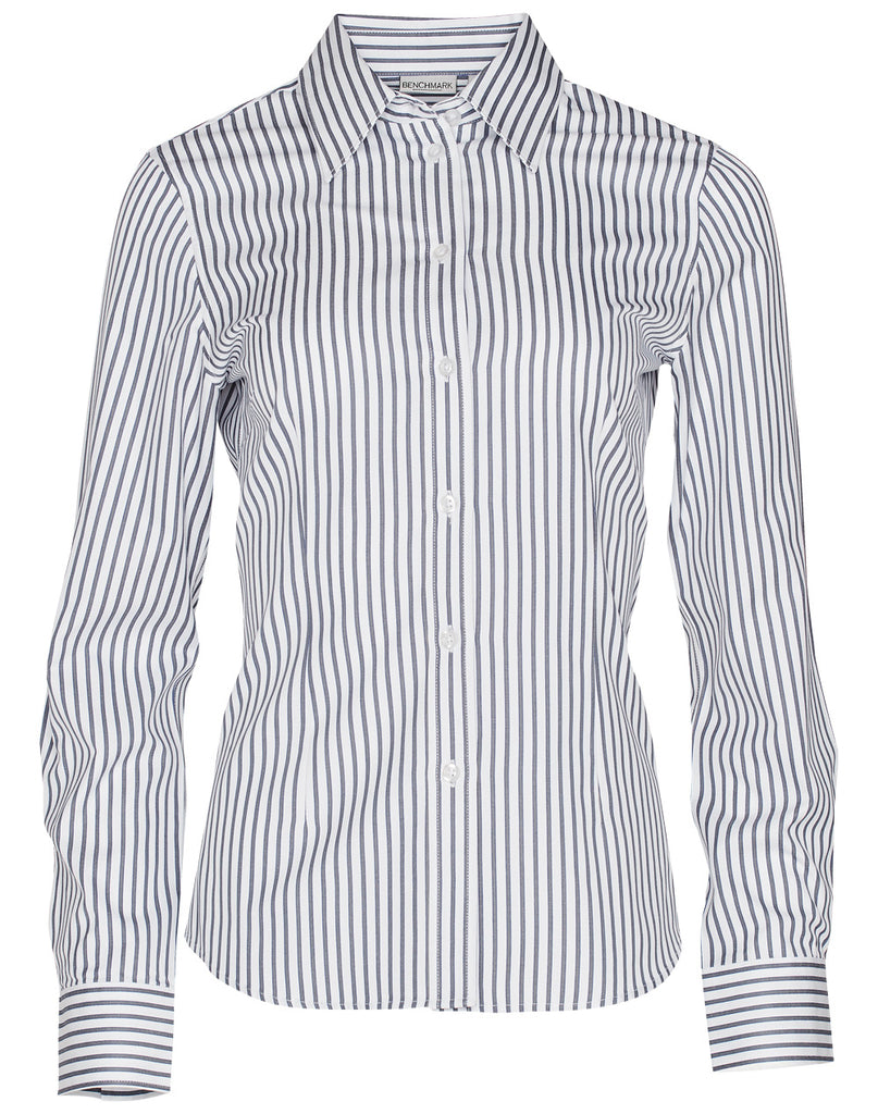 Winning Spirit Ladies' Sateen Stripe Long Sleeve Shirt (M8310L)