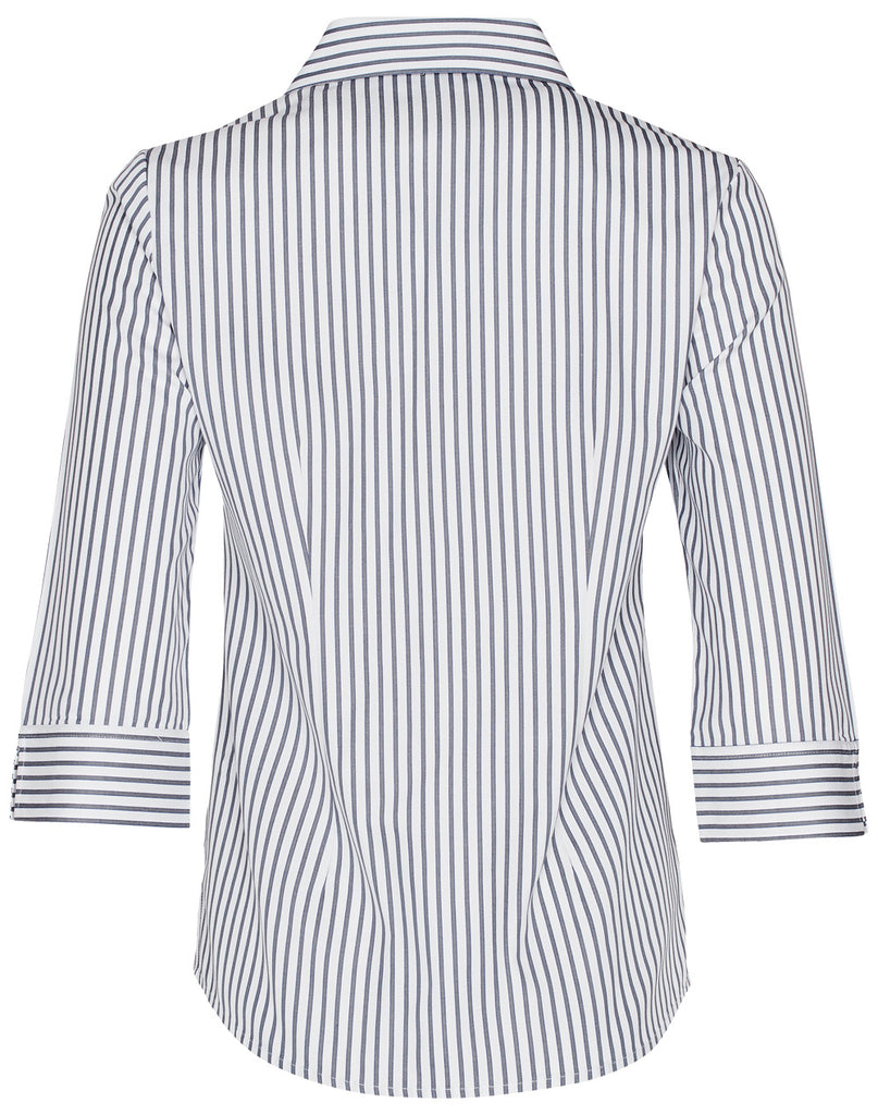 Winning Spirit Women's Sateen Stripe 3/4 Sleeve Shirt (M8310Q)