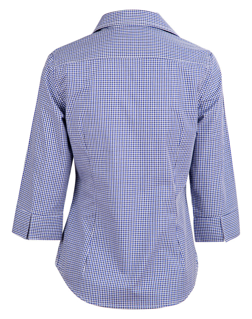 Winning Spirit Ladies’ Two Tone Gingham 3/4 Sleeve Shirt (M8320Q)