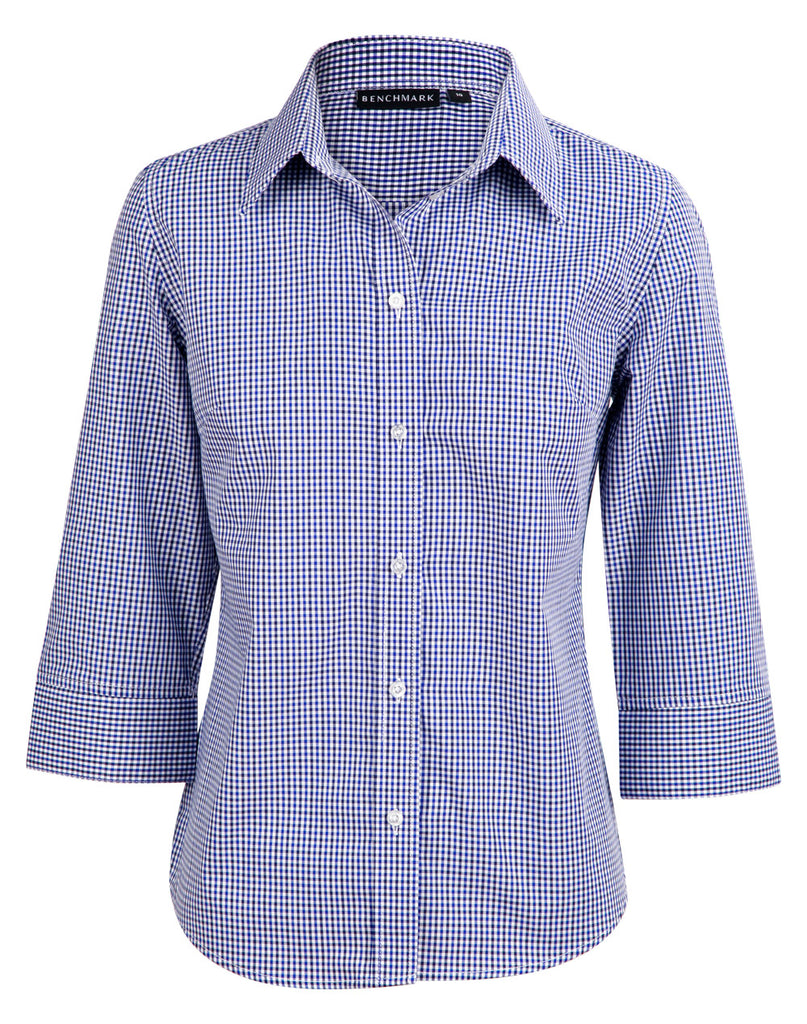 Winning Spirit Ladies’ Two Tone Gingham 3/4 Sleeve Shirt (M8320Q)