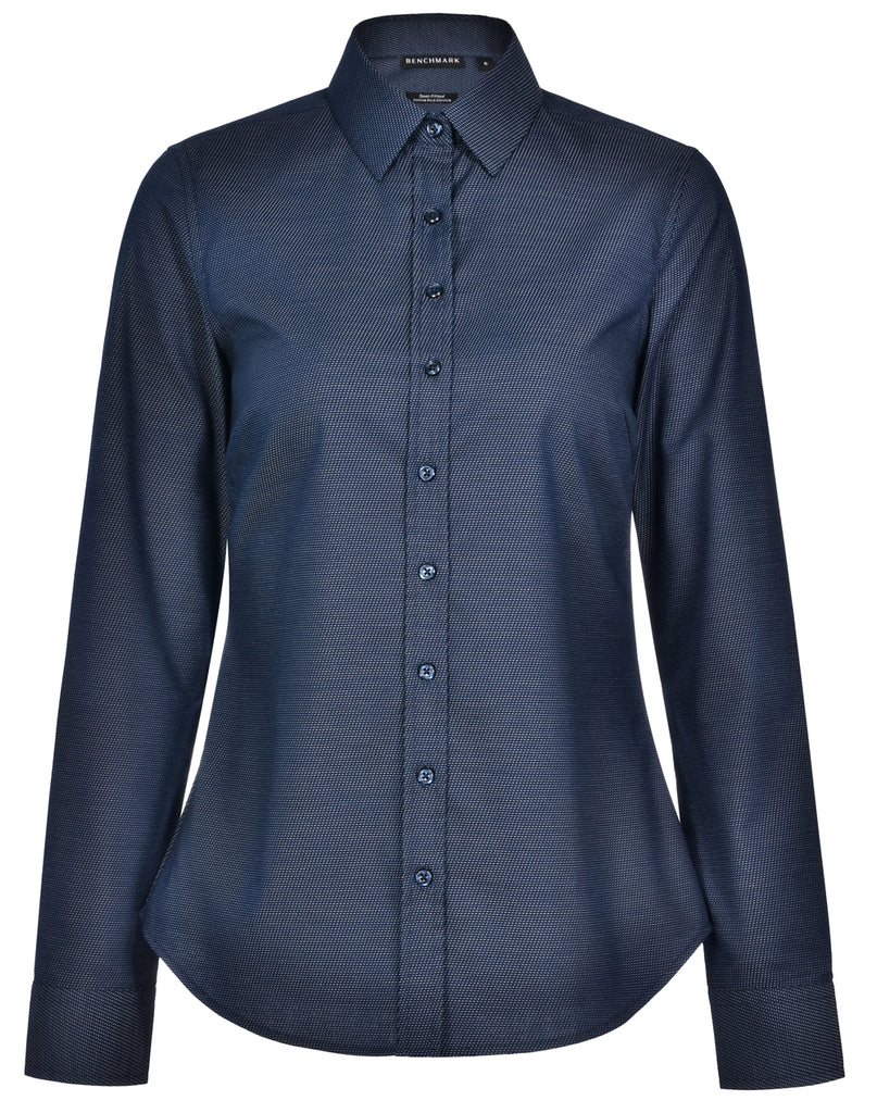 Winning Spirit Ascot Ladies Long Sleeve Dot Jacquard Stretch Shirt (M8400L)