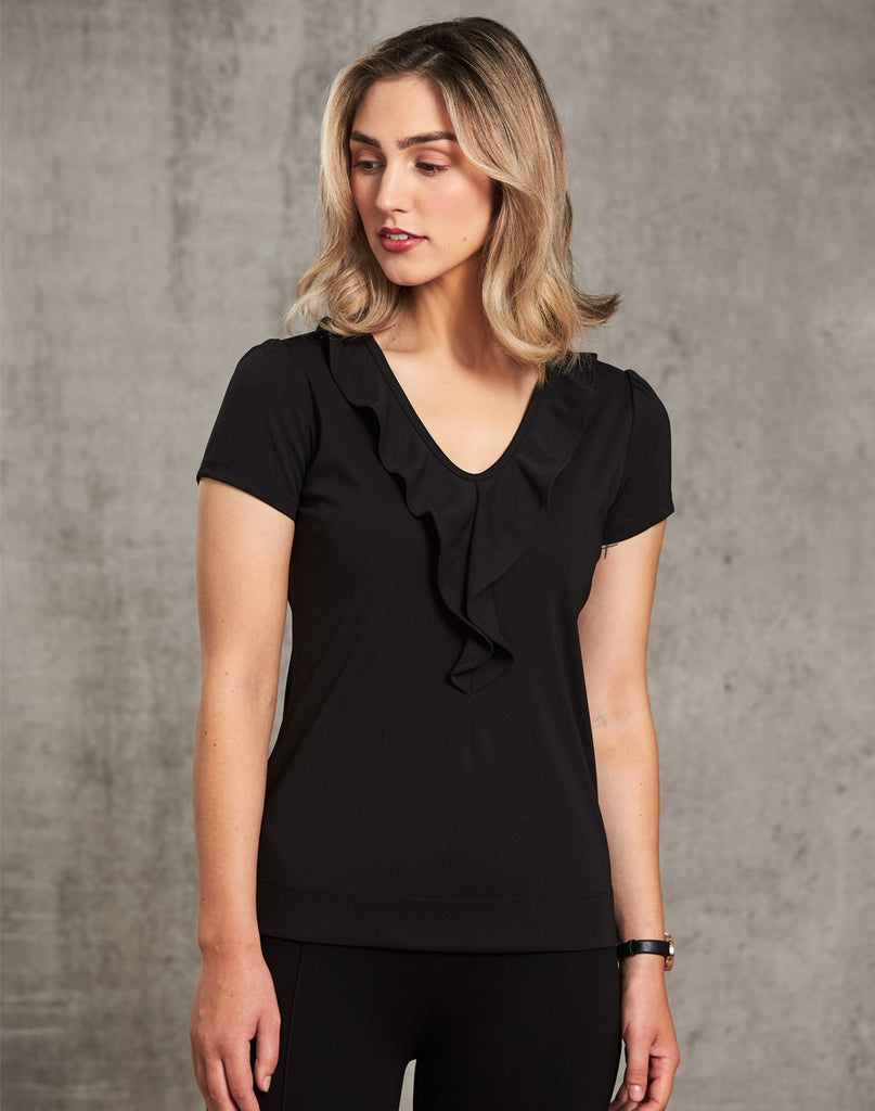 Winning Spirit Women's Ruffle Front Blouse (M8820)